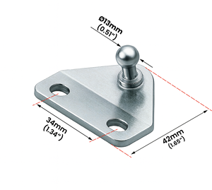 ตัวยึดทำมุมสำหรับแก๊สสตรัทสปริงแจ็คลูกสูบพร้อมบอล13มม. ทำมุมสังกะสีชุบด้วยสังกะสีที่ยึดแบบหนา3มม. - Product Image 2
