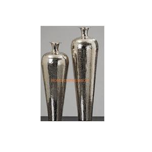 Ensemble De 2 Vase À Fleurs Classique Martelé Brillant Poli Décoration De Table Fait À La Main et Pot Vase À Fleurs En Acier Inoxydable Nickelé - Product Image 1