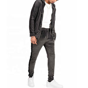 OEM Custom Logo Custom Velvet Tracksuit Men Jogger Suits 2 Piece Set Velvet Tracksuit for Men Custom Men's Two Piece Tracksuit - Product Image 3