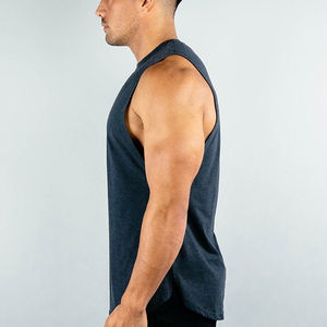 <b>Men</b> Plain Tank <b>Top</b> <b>High</b> Neck Soft Cotton Tee Fashion Design Cut Off Shirt <b>High</b> Neck Curved Hem Tank <b>Top</b> OME ODM Services - Product Image 4