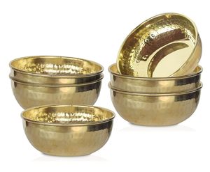 Tazón para servir martillado de latón fabricante 100 Ml 6 piezas oro Led libre y seguro para alimentos - Product Image 5