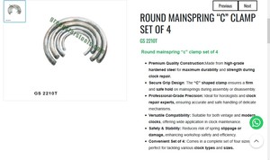 Round Mainspring C Clamp Set of 4 Hardened Steel Clock Repair Tool Watchmaker Spring <b>Holder</b> |Item No GS-2210T - Product Image 3