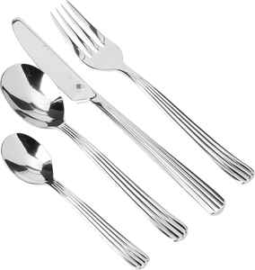 Ensemble de couverts de table en acier inoxydable plaqué or et argent avec poignée en bambou Couverts en métal durable avec poignée en acier pour les fêtes - Product Image 6