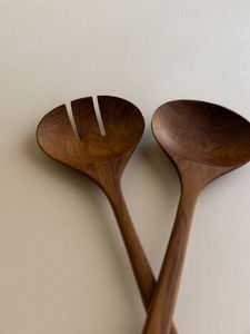 Nueva llegada 2024 2 uds cubiertos de servidor de ensalada grande cuchara y tenedor respetuoso con el medio ambiente vajilla lijado ensalada agitación cuchara y tenedor - Product Image 2