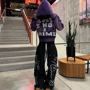 Sudadera con Capucha Oversize de Algodón Mezclado con Lavado Ácido, Diseño Personalizado con Parche Bordado y Logotipo de Texto - Product Image 3