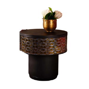 Juego de mesa de centro anidada de Metal con acabado marrón, mesas laterales redondas, mesa auxiliar de café de alta calidad, sala de estar - Product Image 6