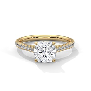 2.0ct Cushion Cut Moissanite <b>Solitaire</b> <b>Ring</b> with Pave Set Band 925 Sterling <b>Silver</b> - Product Image 2