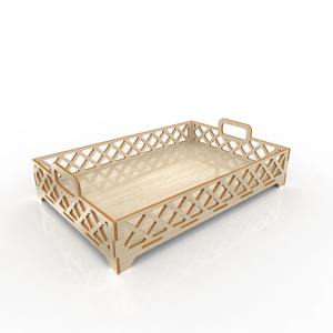 Plateau en bois avec bordure décorative Utilisation polyvalente pour servir l'organisation de la vanité et l'affichage de table festif - Product Image 4