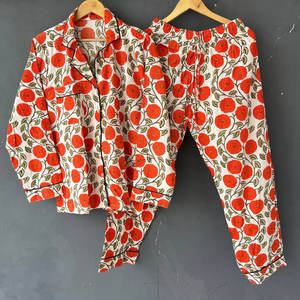 Ropa de dormir Mujer Traje de noche de algodón Trajes de noche hechos a mano de algodón Traje de mujer Ropa de dormir Conjunto PJ - Product Image 1