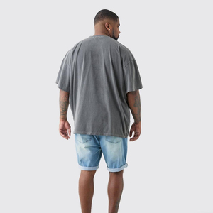 Camiseta de lavado ácido con gráfico personalizado para hombre, ropa en blanco Vintage de algodón de gran tamaño, tela de lavado ácido con gráfico personalizado - Product Image 6