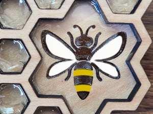 Juego de posavasos de madera con diseño de panal de abeja, hechos a mano, con acabado natural, para proteger la mesa, para bebidas frías y calientes - Product Image 6