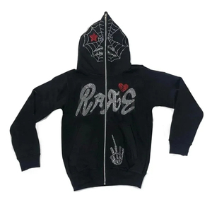 Sudadera con capucha cálida cruzada superior holgada europea y americana para mujer Sudadera con cremallera de Hip Hop Y2k - Product Image 6