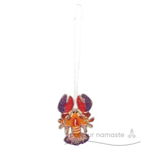 Ornamento di aragosta fatto a mano eco-friendly statuetta natalizia artigianale e decorazione di mare mare oceano per le vacanze - Product Image 1