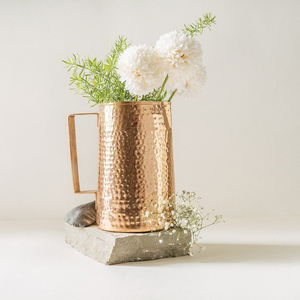 Qualité d'exportation Prix raisonnable Conception de gravure en cuivre pur Pichet à eau potable de taille personnalisée avec poignée Pour la maison Vaisselle de mariage - Product Image 2