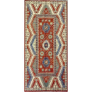 Alfombra Kazak anudada a mano, única en su tipo, de 5'11 x 8'8, Kz18 - Product Image 1
