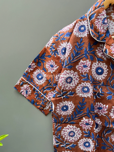 Femmes Shorts Pyjama Sets Home Wear 100% Coton Hand Block Imprimé Vêtements de nuit Floral Print Shorts Sets - Product Image 4