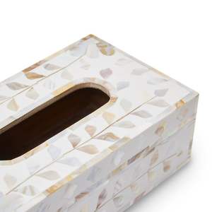 Caja de pañuelos de madera con flores pulidas hechas a mano personalizadas de la mejor calidad con diseño de mosaico MOP y acabado duradero para mesa - Product Image 3