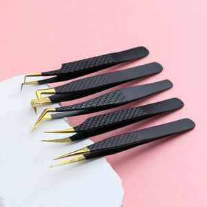Pinzas para Extensión de Pestañas de Volumen, Marca Privada al por Mayor, Antiestáticas, Punta Serrada de Precisión, Punta de Fibra Personalizada Rosa y Plateada - Product Image 3