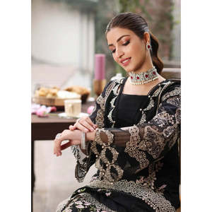 ASIM JOFA-3PC Chemise brodée printemps/été avec dupatta brodé en mousseline et pantalon - BIC-4633 - Product Image 2