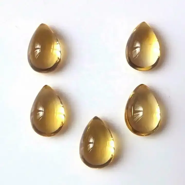 Kualitas Super halus alami 5x8mm Citrine bentuk kubah longgar batu permata menyembuhkan pir batu Cabochon dari pemasok produsen