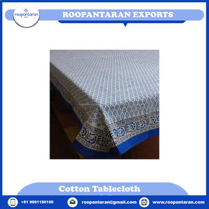 Handmade Neem Geo Aqua Block Printed 100% Cotton Eco-friendly <b>Tablecloth</b> Custom Logo for Home Office Use-Newest Trending Bulk - Product Image 2