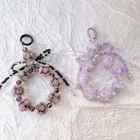 Chaîne de téléphone portable personnalisable en gros, créative, double couche, avec nœud, fleur, boule et perles, pendentif pour femme, décoration
