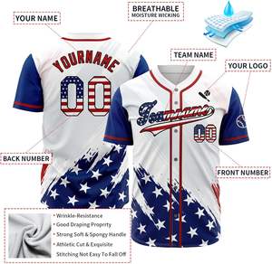 Maillots de baseball personnalisés de haute qualité, unisexes, impression par sublimation, tissu respirant à séchage rapide, maille légère en polyester, été - Product Image 2
