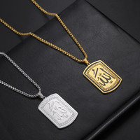 Collier pendentif chaîne à maillons en acier inoxydable plaqué or pour hommes, motif religieux catholique, vente en gros