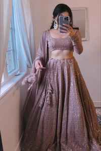 Diseñador de Bollywood Lehenga High on Demand Faux Georgette con estilo de trabajo Crush Lehenga para mujer colección de ropa de FIESTA DE LA India - Product Image 5