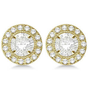 Monturas de Pendientes Vintage con Diamantes Redondos de 0.34ct en Oro Amarillo de 14k para Pendientes de Botón y Huggie - Product Image 3