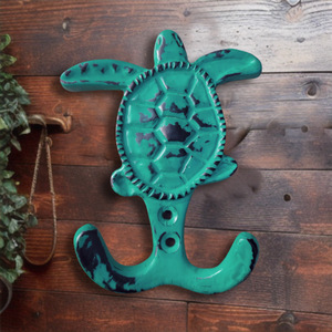 เสื้อโค้ทและหมวกติดผนังลายเต่าทะเลสีเขียวน้ำทะเล - Product Image 2