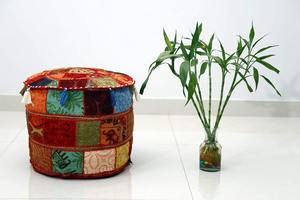 Housse de Pouf de Style Vintage, Patchwork brodé, housse de Pouf cousue à la main, Pouf de Pouf, vente en gros - Product Image 5