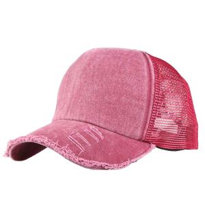 Wholesale Custom Washed <b>Vintage</b> Denim Sport Baseball Cap Dyed Solid Color Distressed Mesh Foam Dad <b>Trucker</b> <b>Hat</b> - Product Image 2