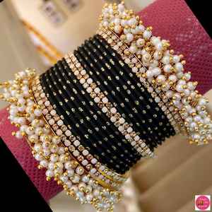 2025 New Arrival Professional Handcrafted Indian Wedding Bridal Chudiya <b>Sets</b> <b>Silver</b> Plated Pearl Trendy Geometric Casual Bangles - Product Image 2