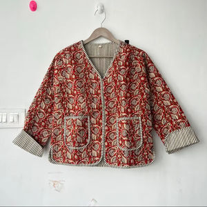 Indien fait à la main Vintage pêche Patchwork coton matelassé veste femmes Boho manteau réversible respirant unisexe nouveau Style - Product Image 1