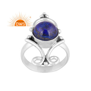 Hot Selling Oxidized Sterling Silver Natural <b>Lapis</b> <b>Lazuli</b> Gemstone Statement <b>Ring</b> Custom Jewelry Manufacturer - Product Image 1