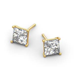 Boucles d'oreilles clous en or plaqué avec diamants Moissanite en forme de fleur pour fiançailles - Product Image 3