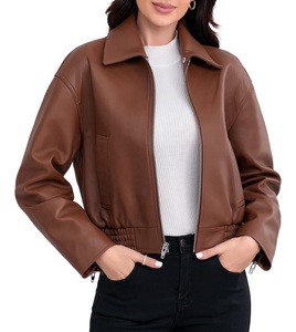 2025 automne véritable peau de mouton en cuir dames veste avec col en fourrure détachable fermeture à glissière bouton décoration ODM Services - Product Image 4