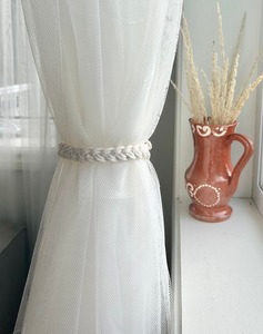 2 lazos de cortina blancos clásicos, accesorios de decoración de macramé, Juego de 2 lazos de cortina de macramé para cortinas - Product Image 6