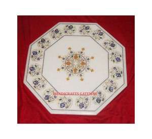 Octagonal Shape Handmade Beautiful White Marble Inlay <b>Work</b> <b>Table</b> Top With Dinner Decoration <b>Table</b> Top of Indian Wholesale - Product Image 1