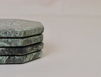 Sous-verres Angelo en marbre vert indien, lot de 4, octogonaux épais, imperméables, garantie 1 an, pour usage intérieur, villa, hôpital