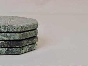 Sous-verres en marbre vert indien Angelo, lot de 4, sous-verres en pierre octogonaux épais - Product Image 5