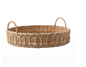 Bandeja de mimbre redonda con asas para servir té ecológico de Vietnam - Product Image 5