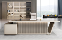 Bureau de direction de luxe moderne style flûte en forme de L pour gestionnaire PDG patron table d'ordinateur pour personnel