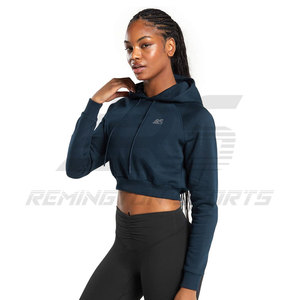 Venta al por mayor personalizada en blanco crop top Fitness Yoga Gimnasio Ropa Mujeres Crop Top Sudadera con capucha - Product Image 6