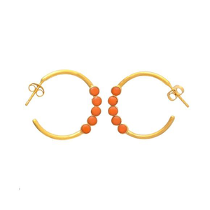 มาใหม่สีส้ม Chalcedony พลอย925สเตอร์ลิงรอบรูปร่างต่างหูเงิน - Product Image 1