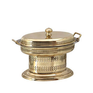 Dinner Party and Wedding Food Supplies Chafing Dish Brass Metal Chafing Dish Gold Plated Finishing Food Warmer Chafing Dish - Product Image 2