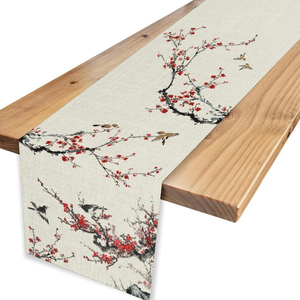 Chemin de table motif rosette | Nappe en spandex imprimée et brodée pour mariage, fête, baby shower | Vente en gros OEM en vrac - Product Image 1