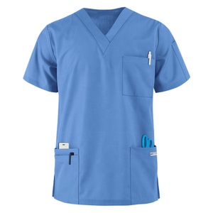 OEM Unisex cinco bolsillos con cuello en V logotipo personalizado diseño enfermería médico Scrubs moda médico odontología mascotas uniformes impresos OEM - Product Image 1