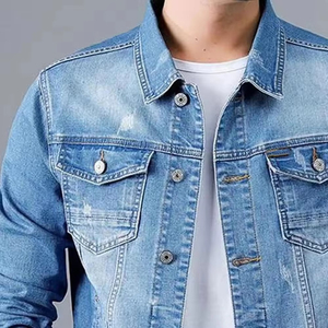 Veste en jean classique pour homme, coupe slim décontractée, vêtement de rue tendance, veste en jean bleu vintage pour homme, vêtement d'extérieur élégant - Product Image 6